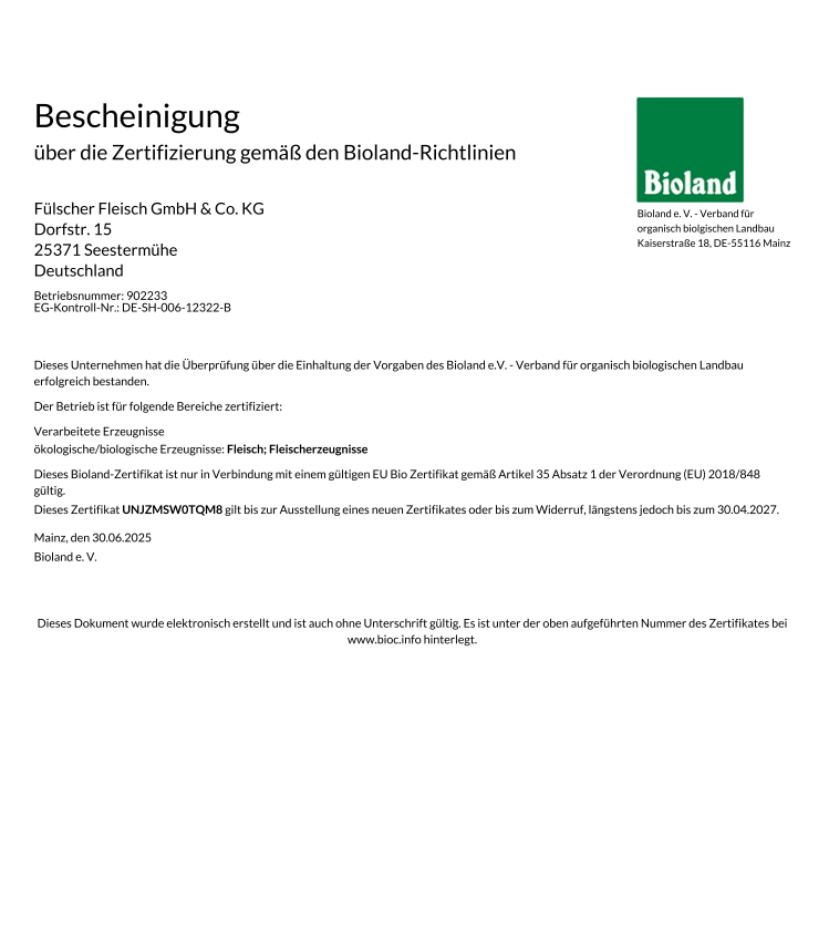 Bioland Fülscher bis 30.04.2027